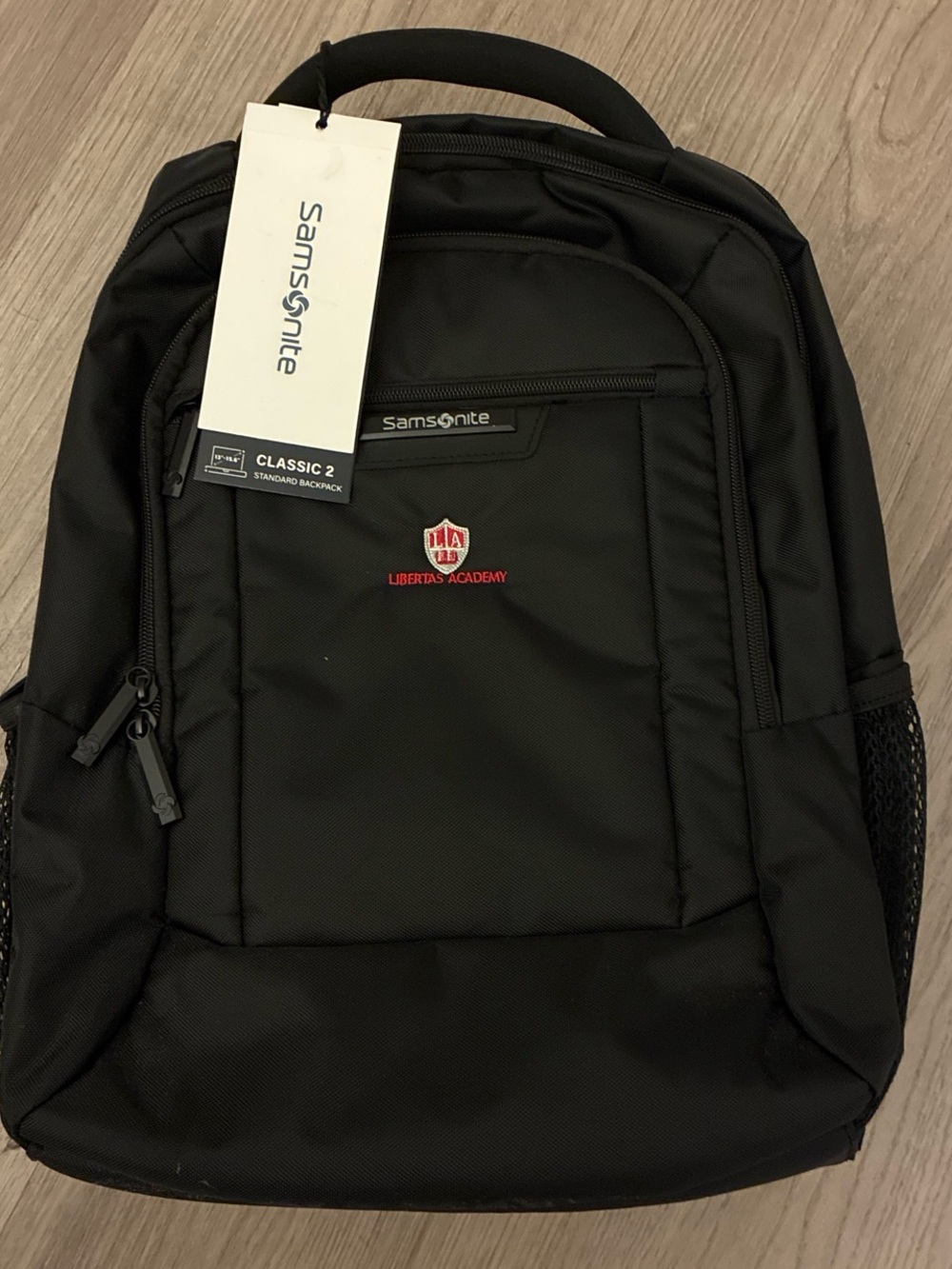 Samsonite Black Backpack with Red Libertas Academy Accent